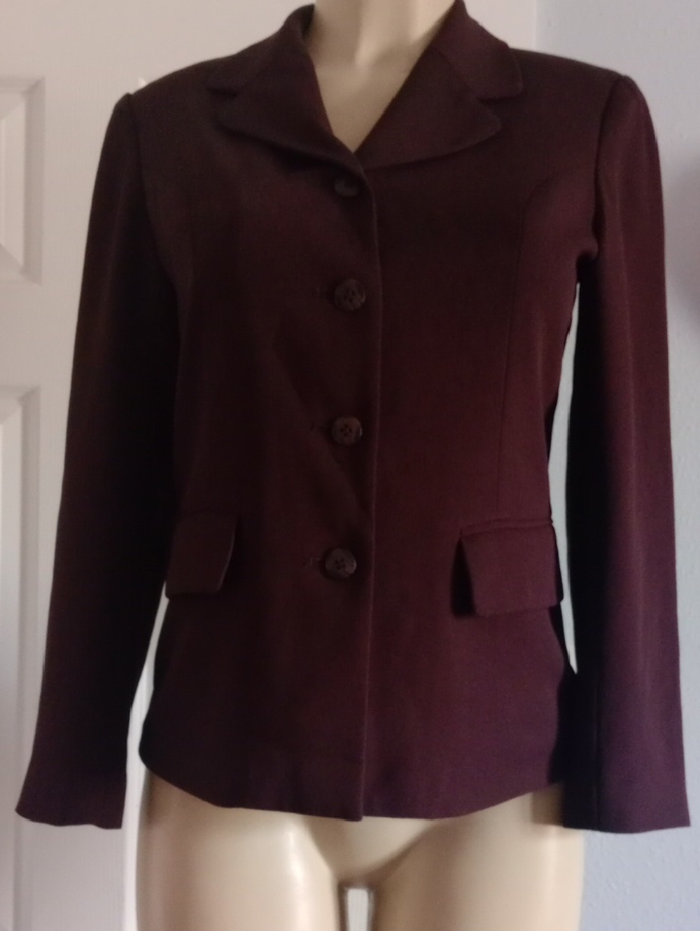 Women’s Dark Burgundy Tailored Button Jacket
